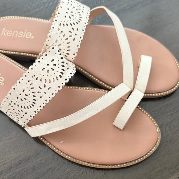 Kensie 9 Women's Monna White Cutout Sandals - Picture 2 of 7